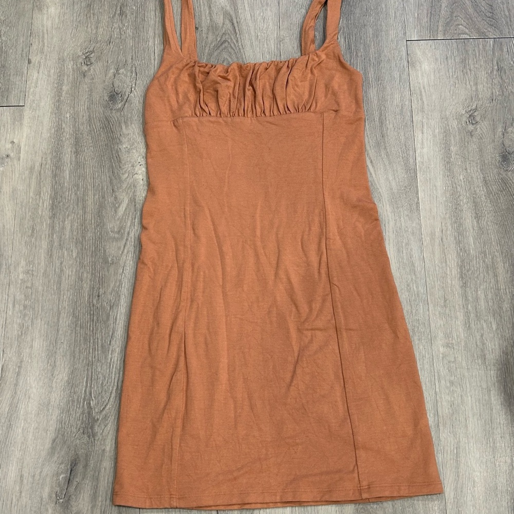 Wilfred Orange Ruched Mini Dress - Picture 2 of 4
